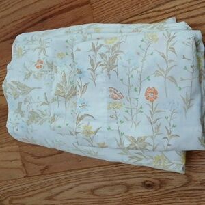 Vintage Sears Floral Muslin Queen Flat Sheet 2 Pillowcases